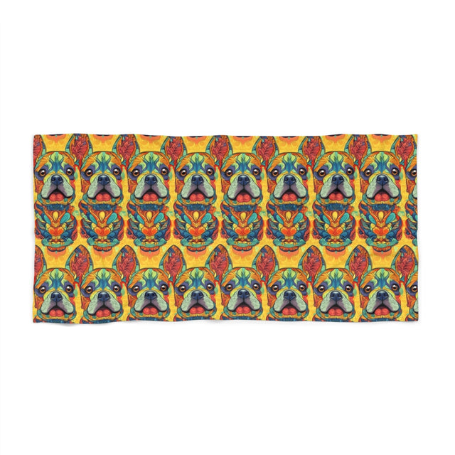 Psychedelic Frenchie Fantasy Beach Towel