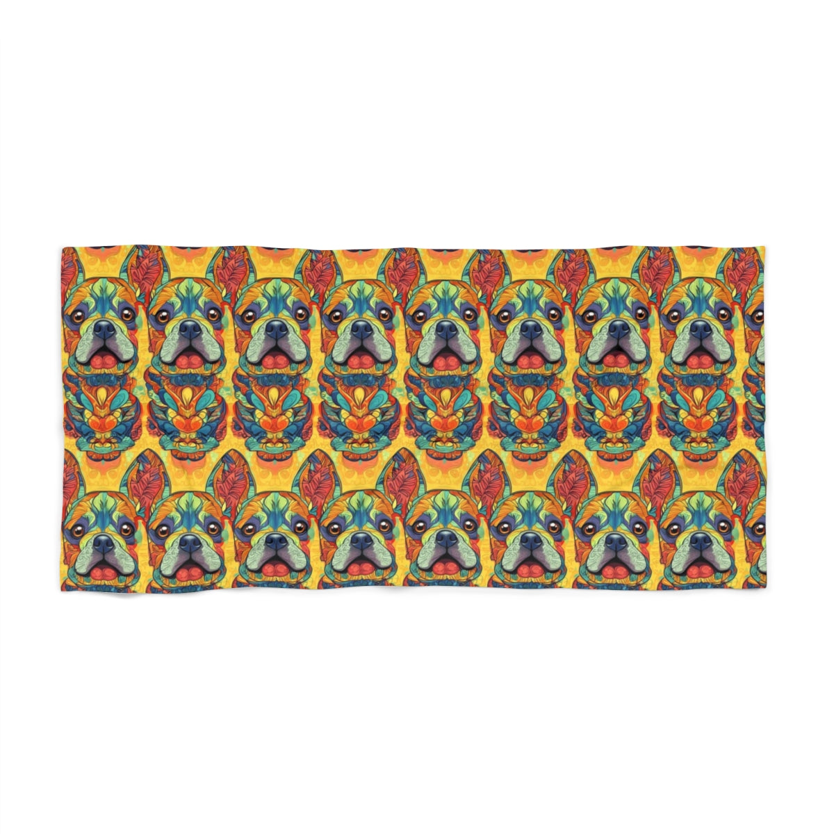 Psychedelic Frenchie Fantasy Beach Towel