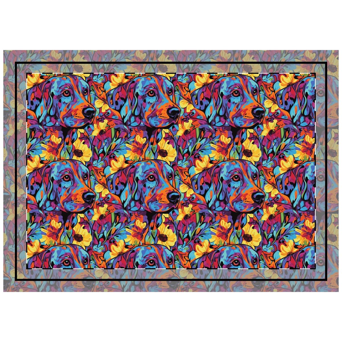 Psychedelic Garden Labrador Throw Pillow