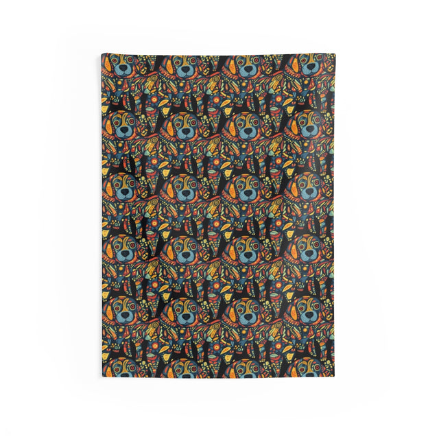 Psychedelic Pup Kaleidoscope Wall Tapestry