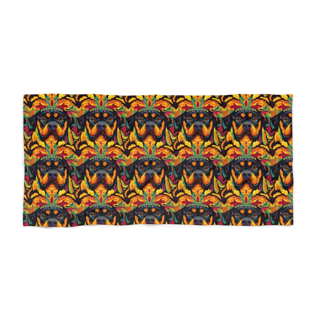 Psychedelic Rottweiler Dreams Beach Towel