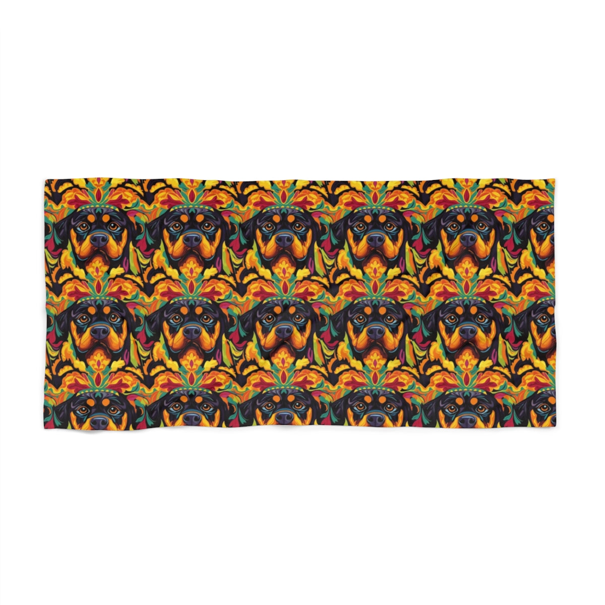 Psychedelic Rottweiler Dreams Beach Towel