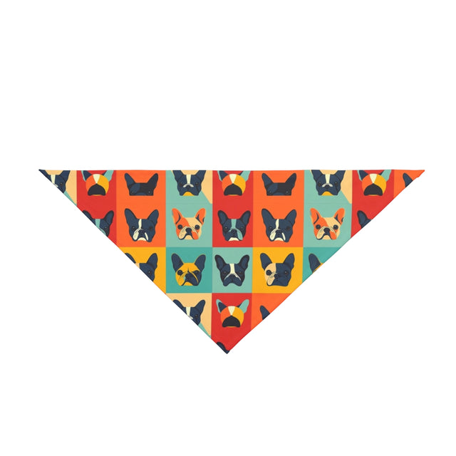 Rainbow Frenchie Grid Pet Bandana