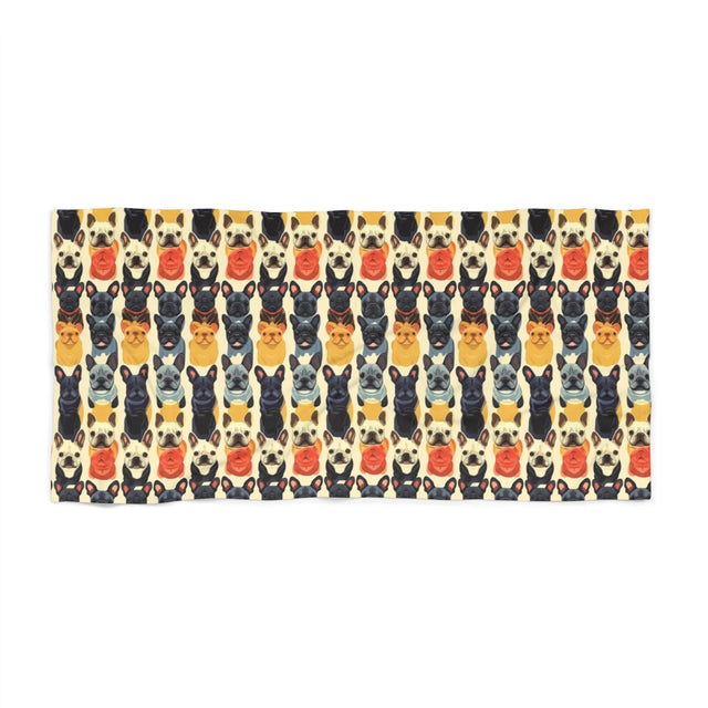 Rainbow Frenchie Parade Beach Towel
