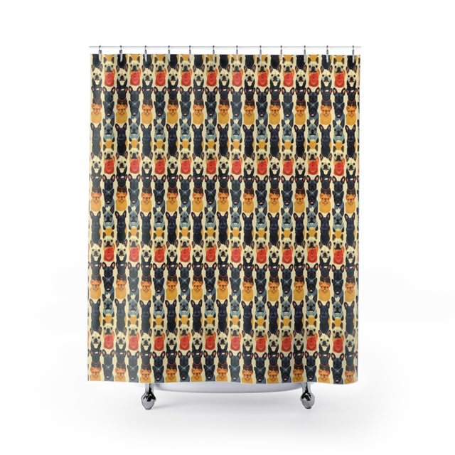 Rainbow Frenchie Parade Shower Curtain