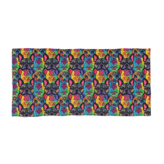 Rainbow Kaleidoscope Frenchies Beach Towel