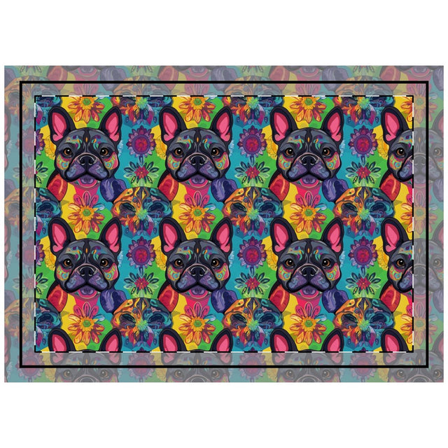 Rainbow Kaleidoscope Frenchies Throw Pillow