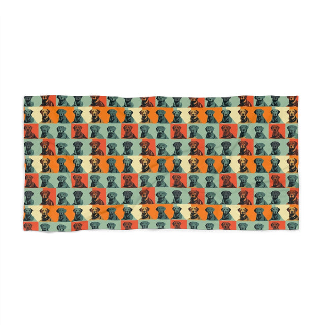 Retro Pop Labradors Beach Towel