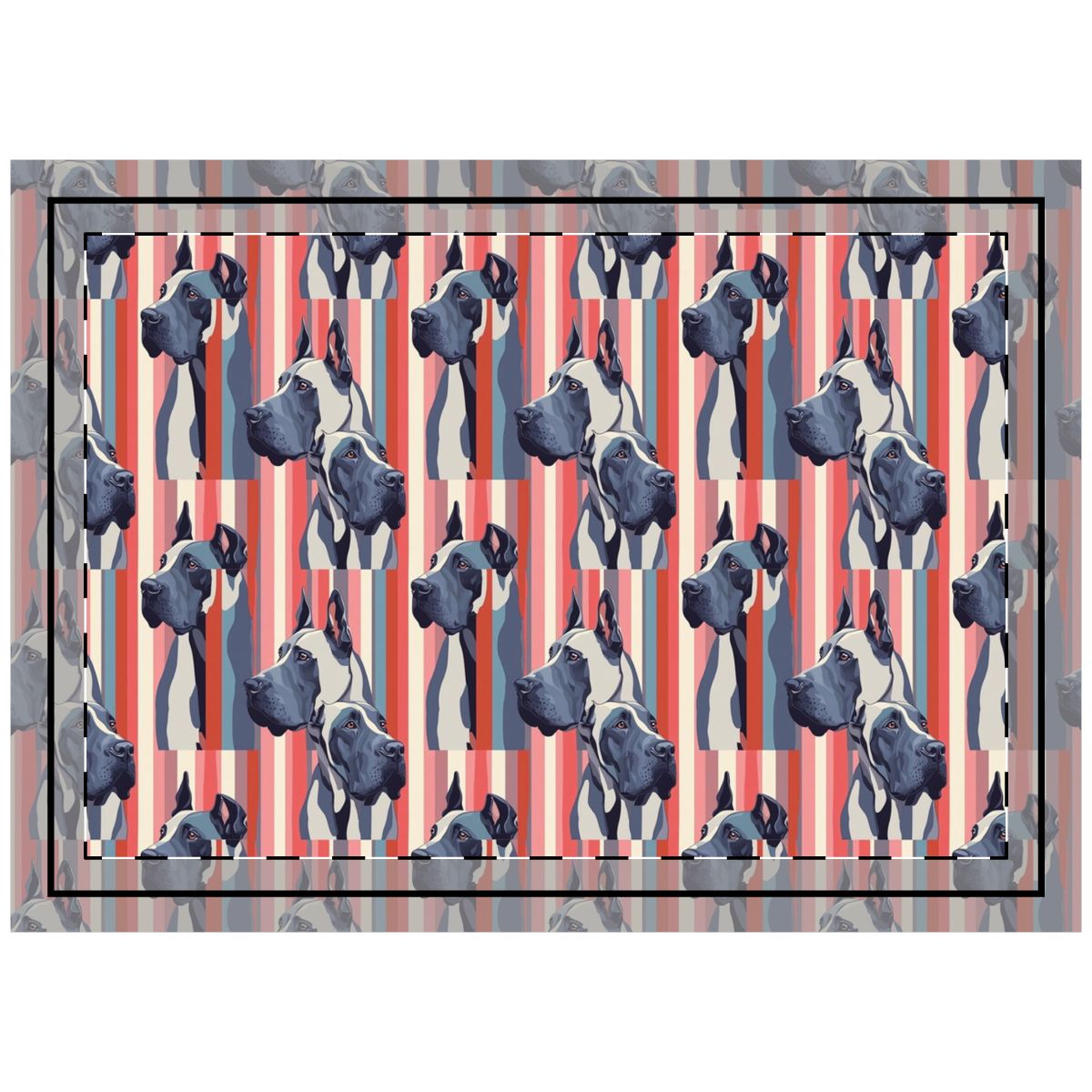 Retro Stripe Great Danes Throw Pillow