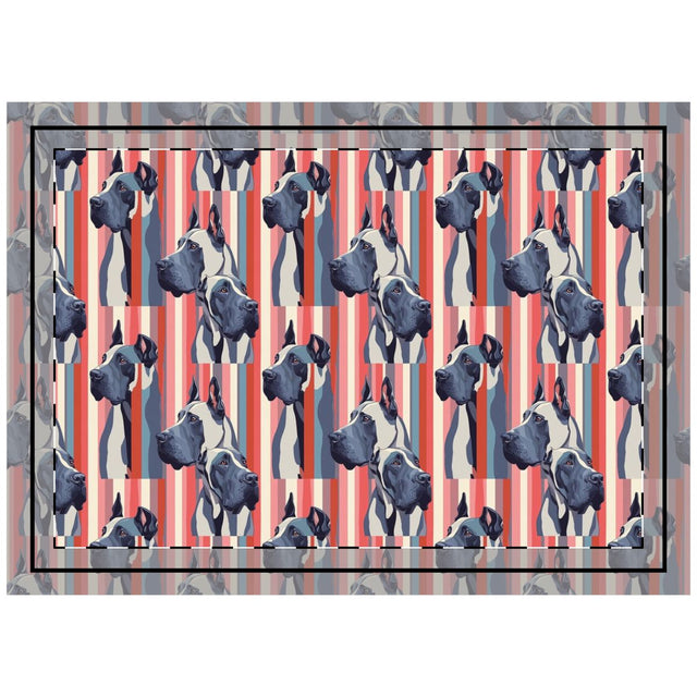 Retro Stripe Great Danes Throw Pillow