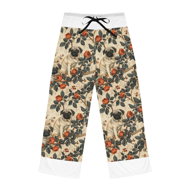 Rose Garden Reverie Pugs Pajama Pants