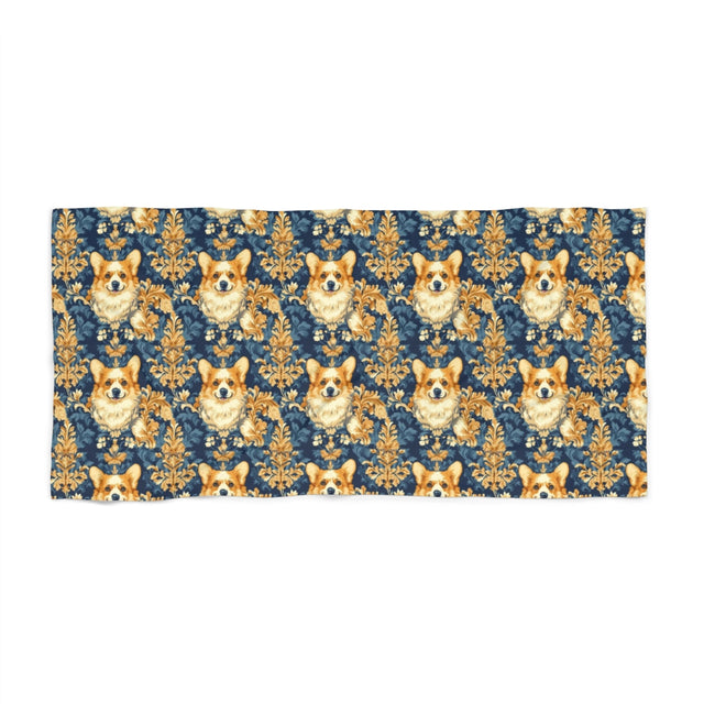 Royal Baroque Corgis Beach Towel
