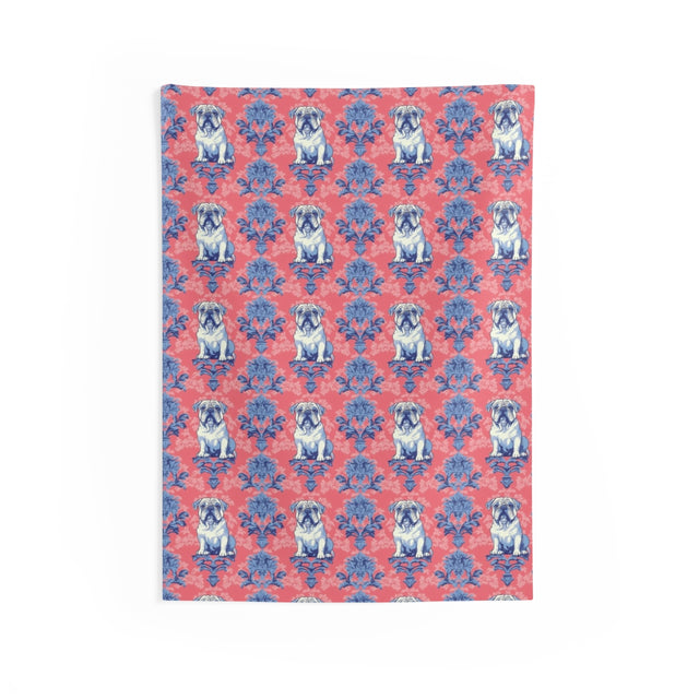 Royal Damask Bulldogs Wall Tapestry