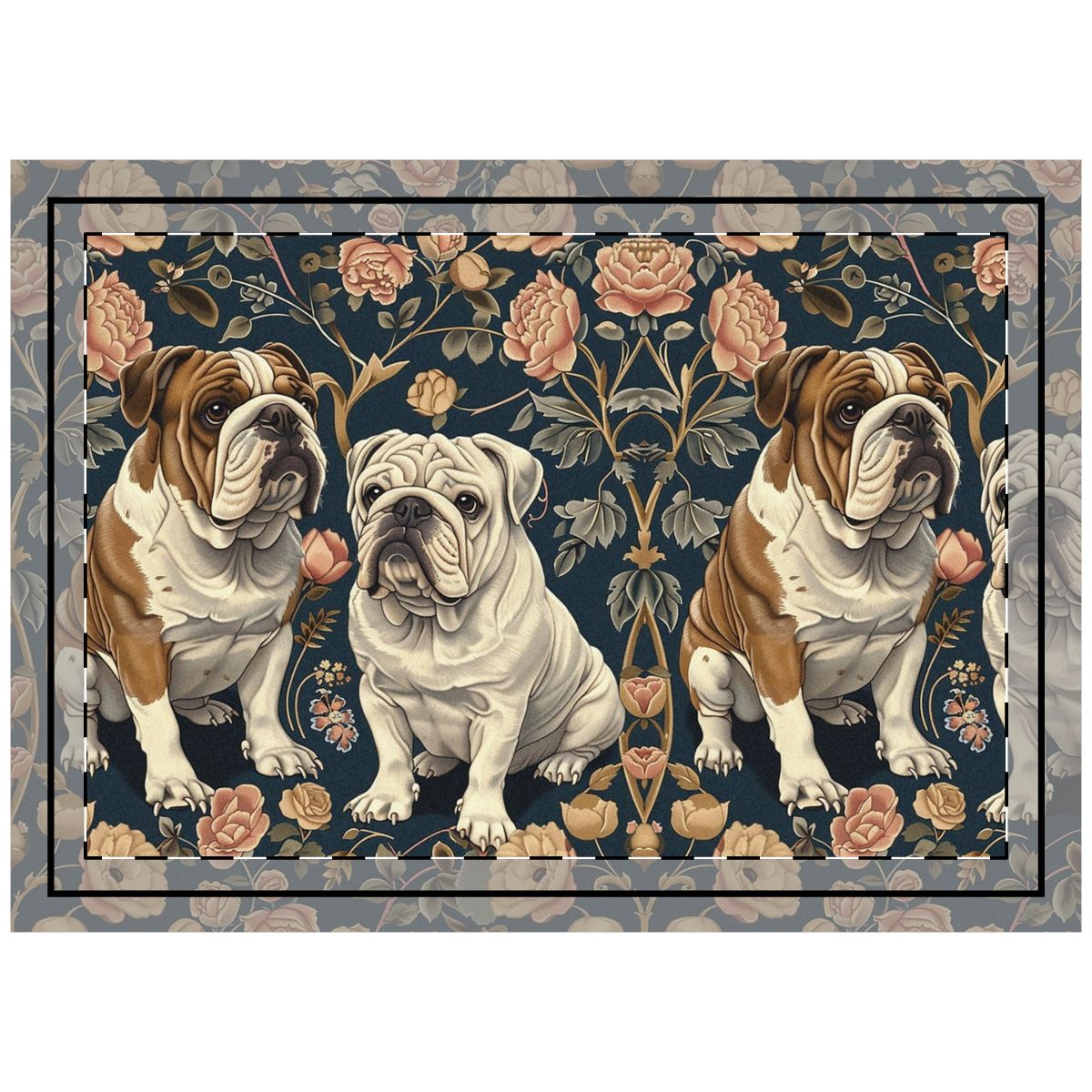 Royal Rose Garden Bulldogs Throw Pillow