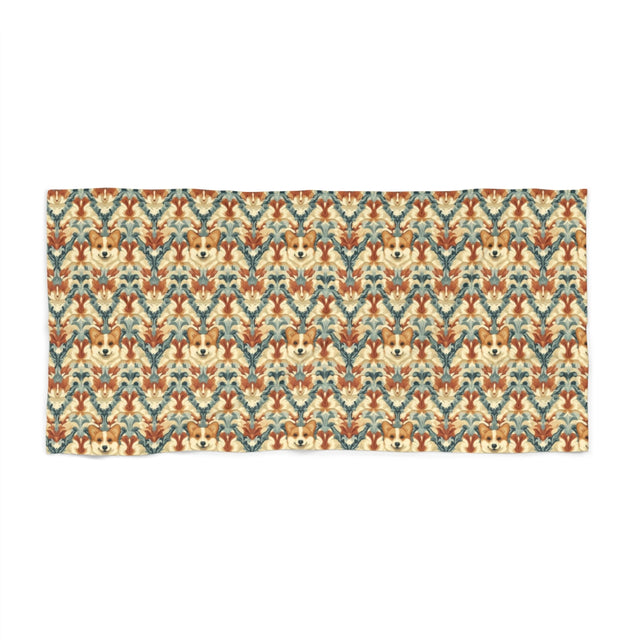 Royal Tapestry Corgis Beach Towel