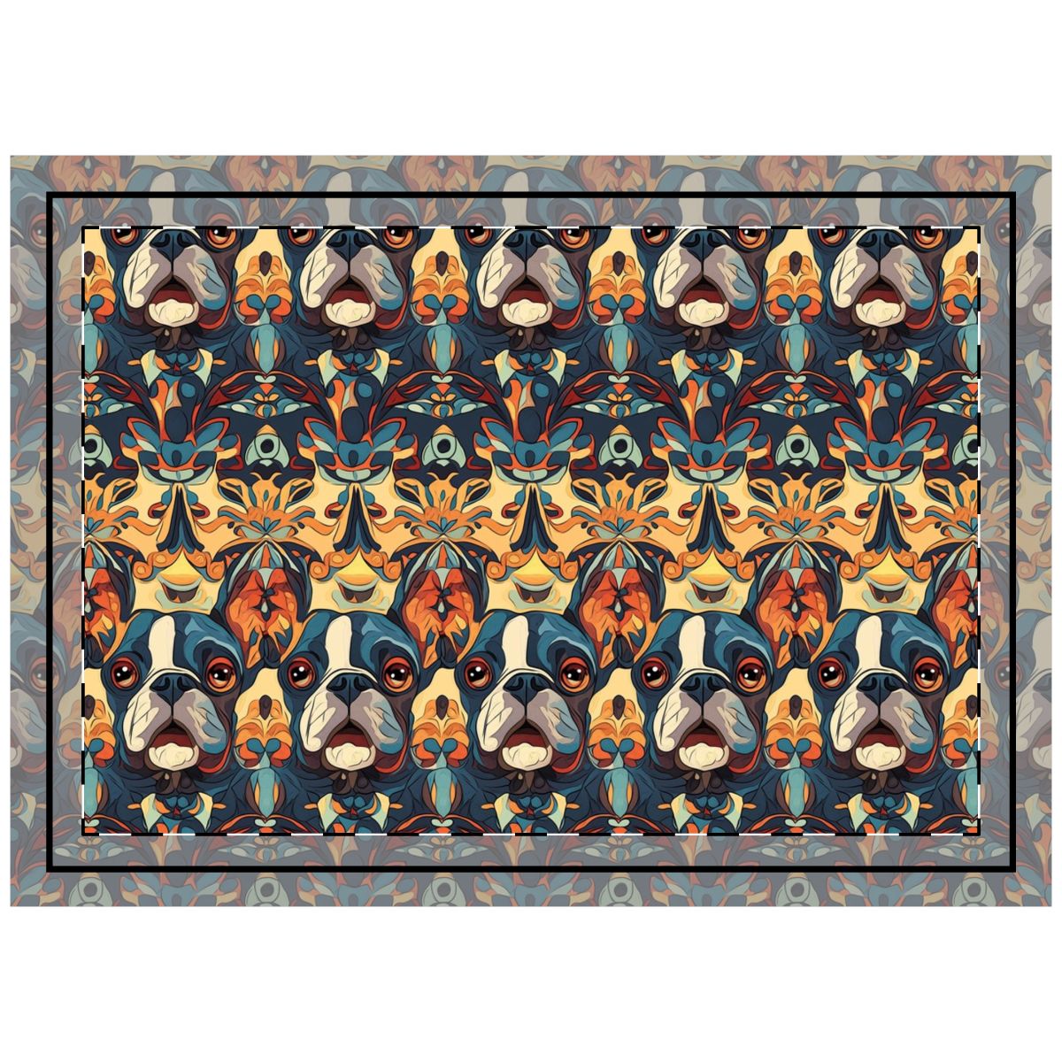 Rust Kaleidoscope Frenchies Throw Pillow