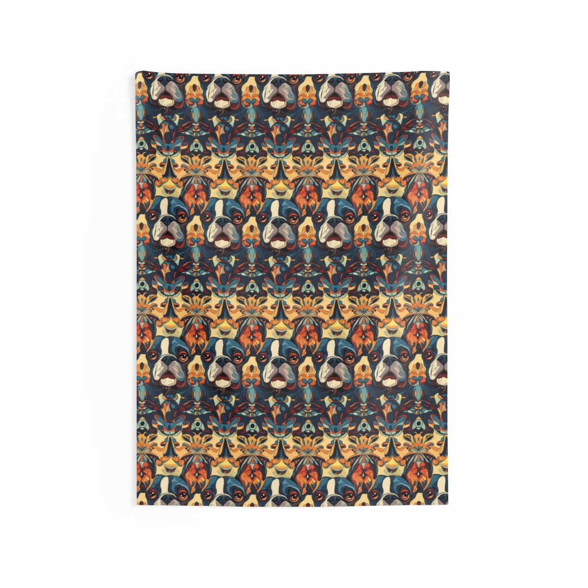 Rust Kaleidoscope Frenchies Wall Tapestry