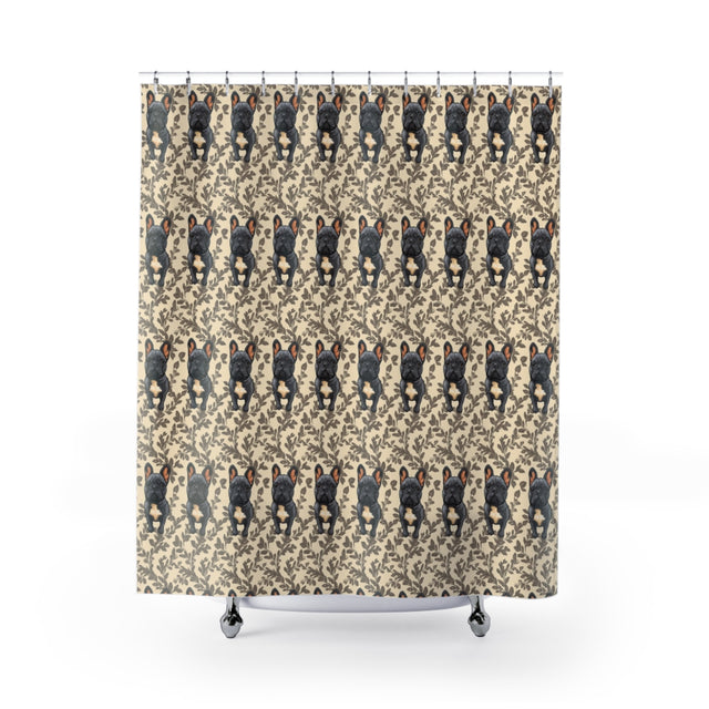 Sepia Frenchie Dreams Shower Curtain