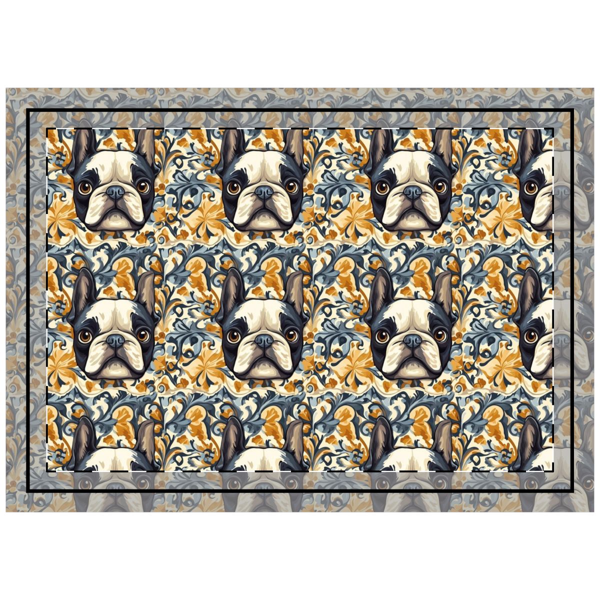 Slate Frenchie Elegance Throw Pillow