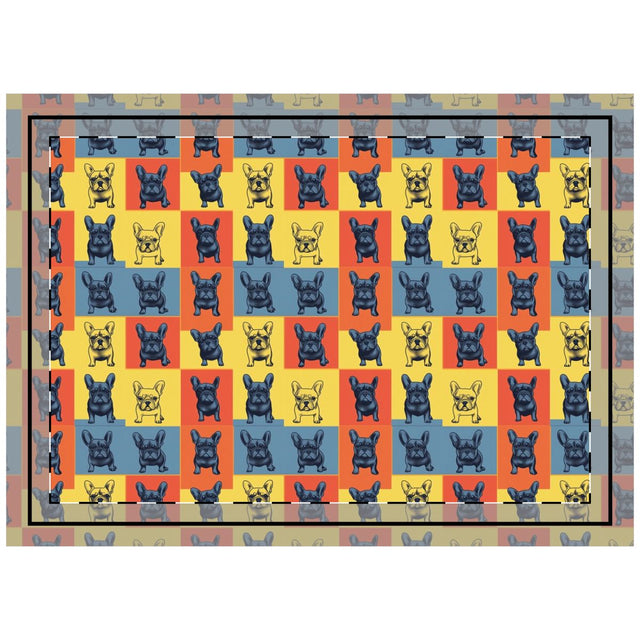 Steel Frenchie Grid Throw Pillow