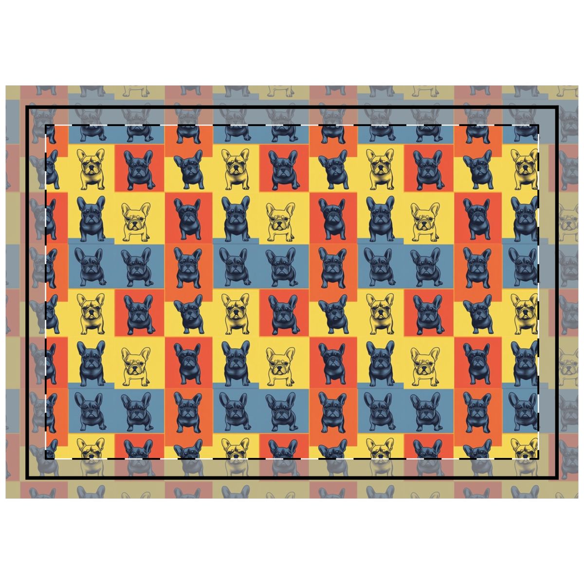Steel Frenchie Grid Throw Pillow