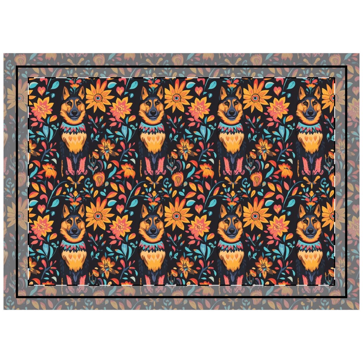 Sunburst Shepherd Folklore Throw Pillow