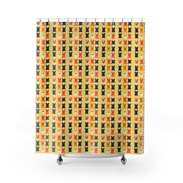 Sunny Frenchie Faces Shower Curtain