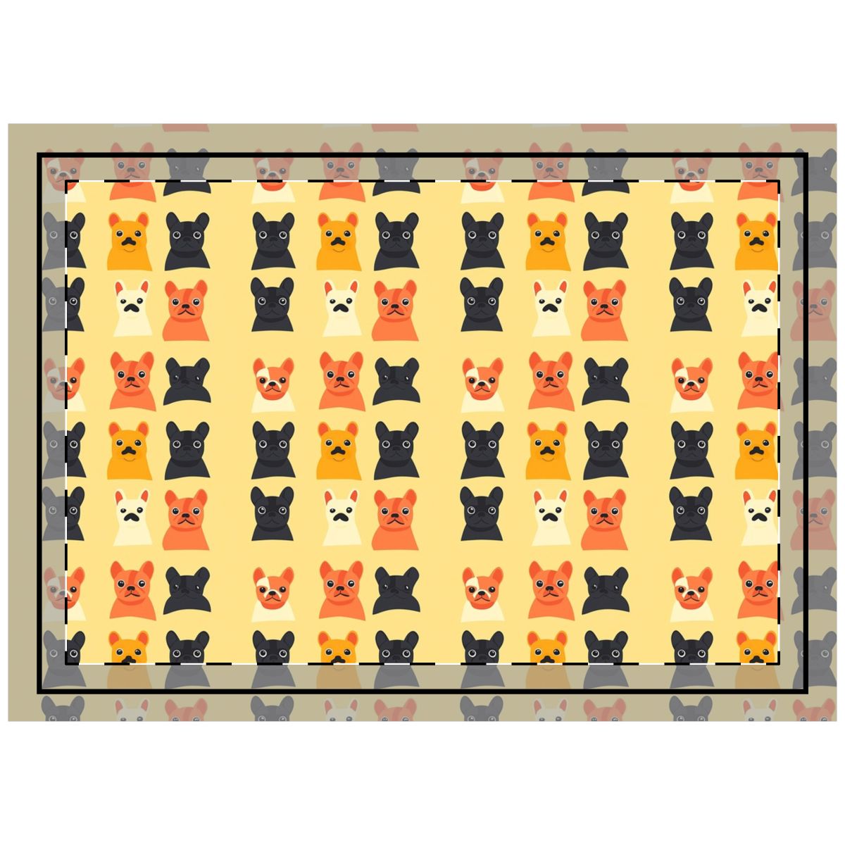 Sunny Frenchie Faces Throw Pillow