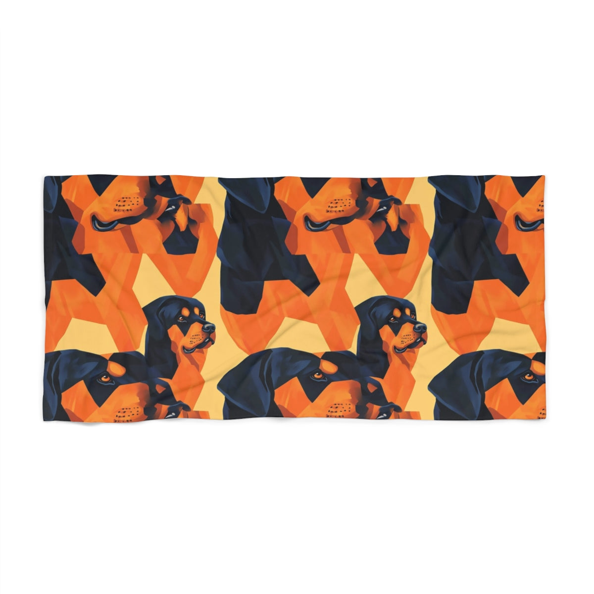 Sunset Cubist Rottweilers Beach Towel
