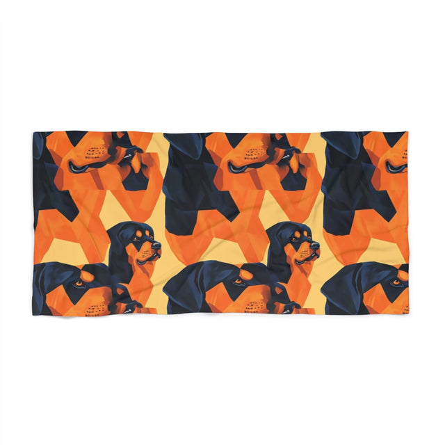 Sunset Cubist Rottweilers Beach Towel