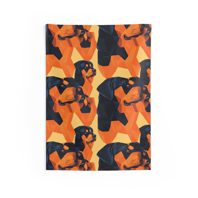 Sunset Cubist Rottweilers Wall Tapestry