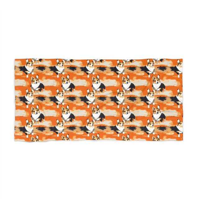 Sunset Dash Corgis Beach Towel