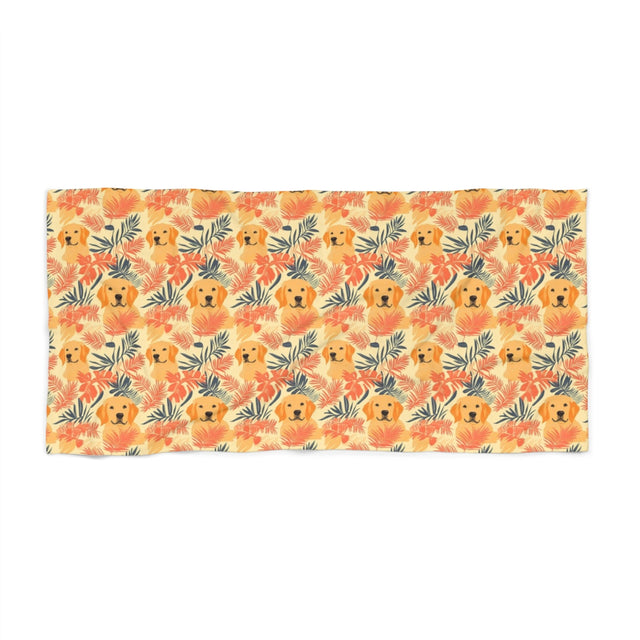 Sunset Palms Golden Retriever Beach Towel