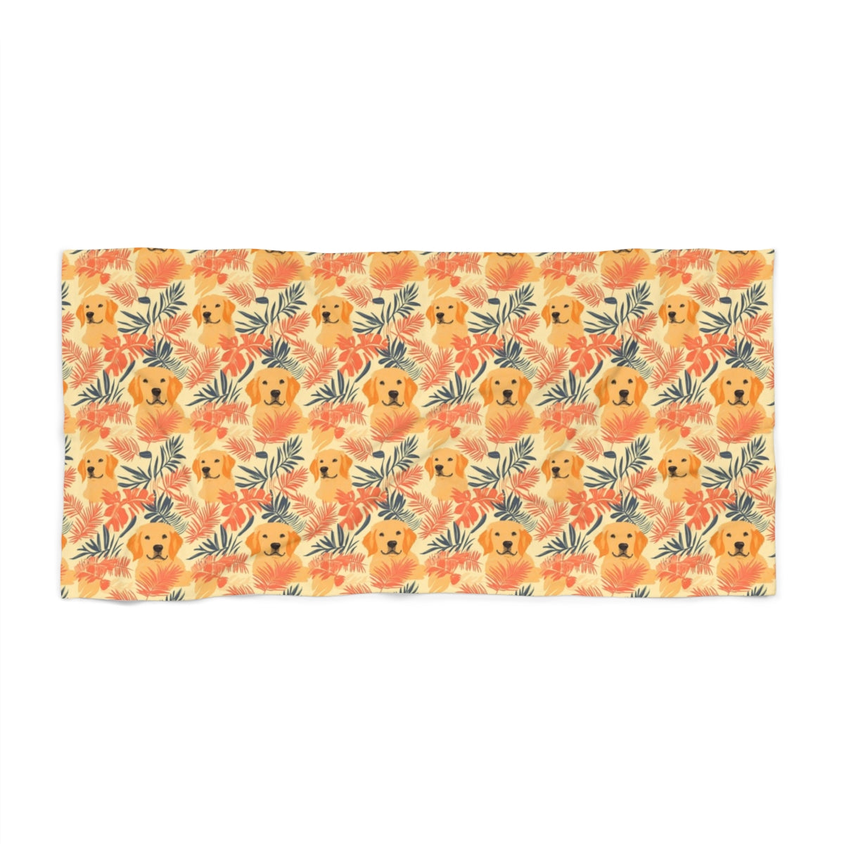 Sunset Palms Golden Retriever Beach Towel