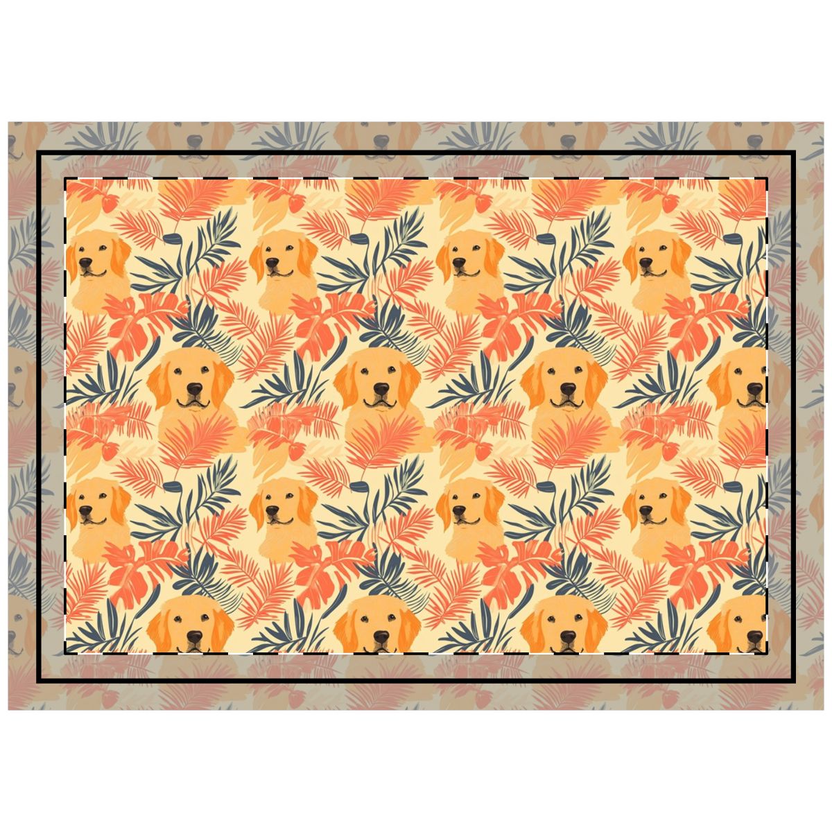 Sunset Palms Golden Retriever Throw Pillow