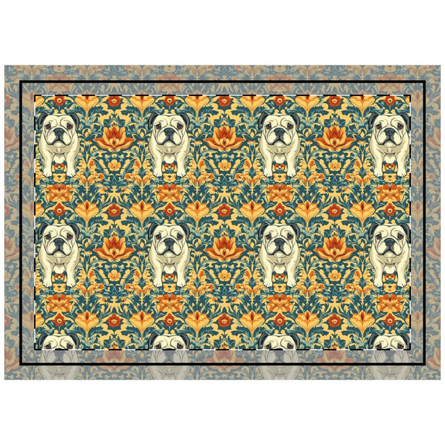 Teal Baroque Bulldogs Throw Pillow