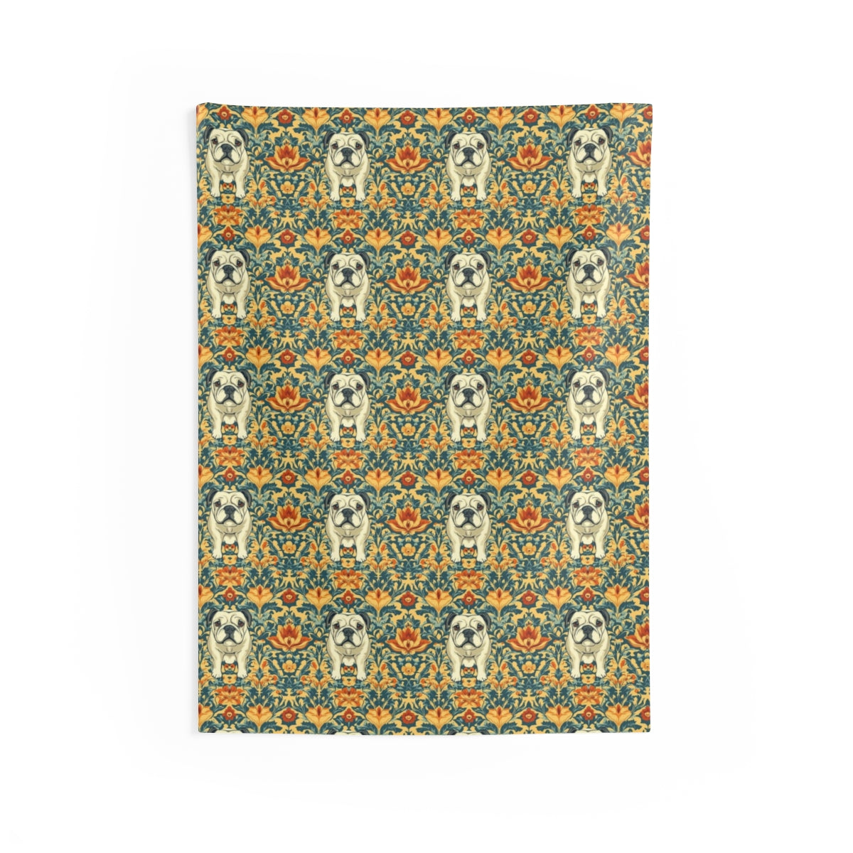 Teal Baroque Bulldogs Wall Tapestry