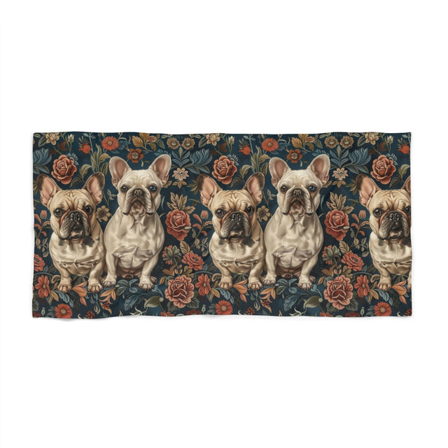Teal Frenchie Dreams Beach Towel
