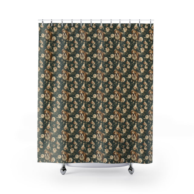 Teal Garden Bulldogs Shower Curtain