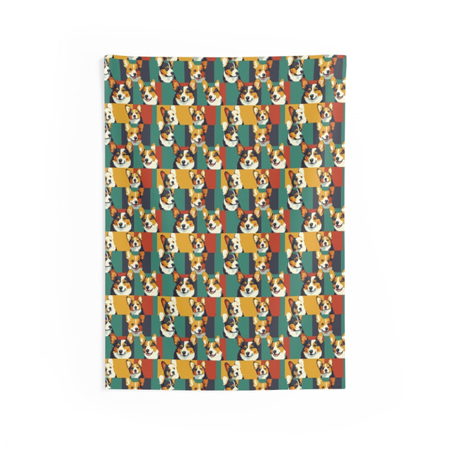Tri-Color Pop Corgi Gallery Wall Tapestry