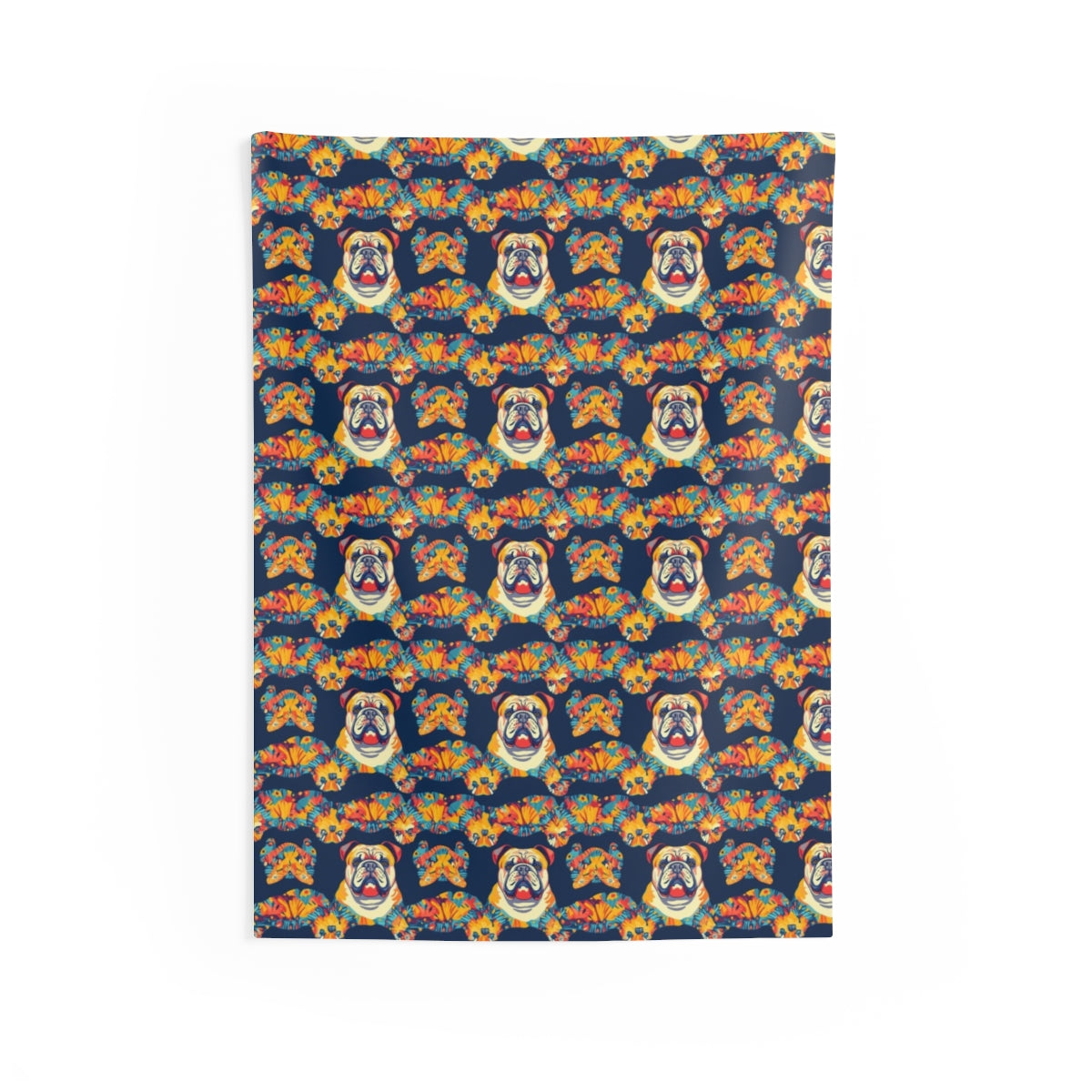 Tropical Bloom Bulldogs Wall Tapestry