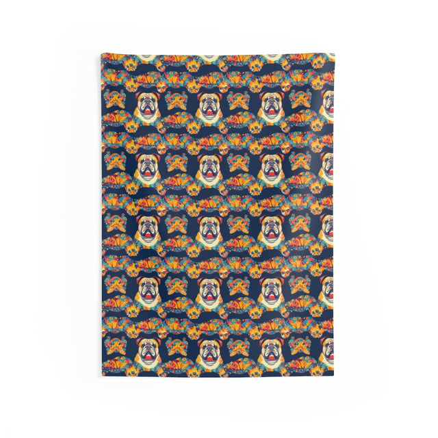 Tropical Bloom Bulldogs Wall Tapestry