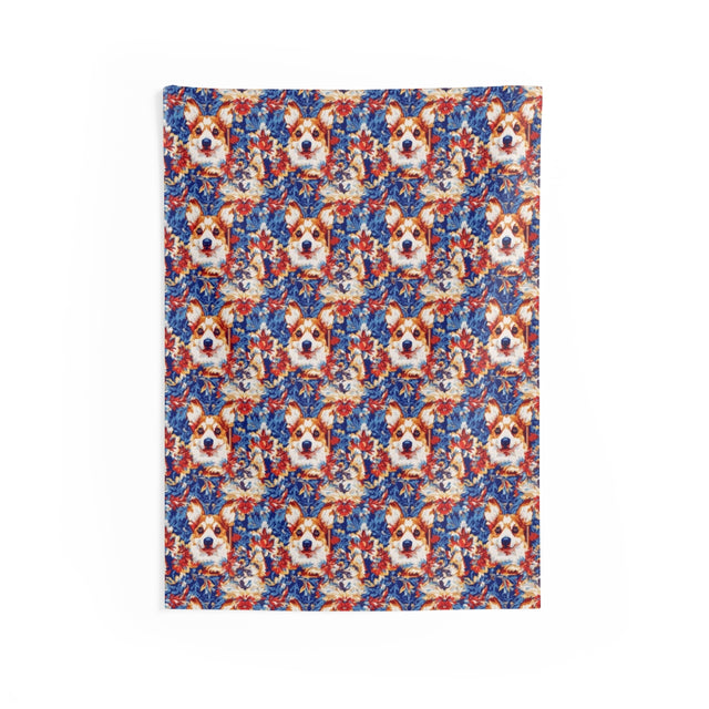 Tropical Paradise Corgis Wall Tapestry