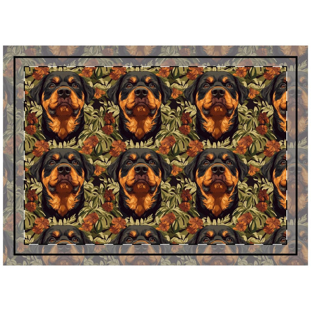 Tropical Sunset Rottweilers Throw Pillow