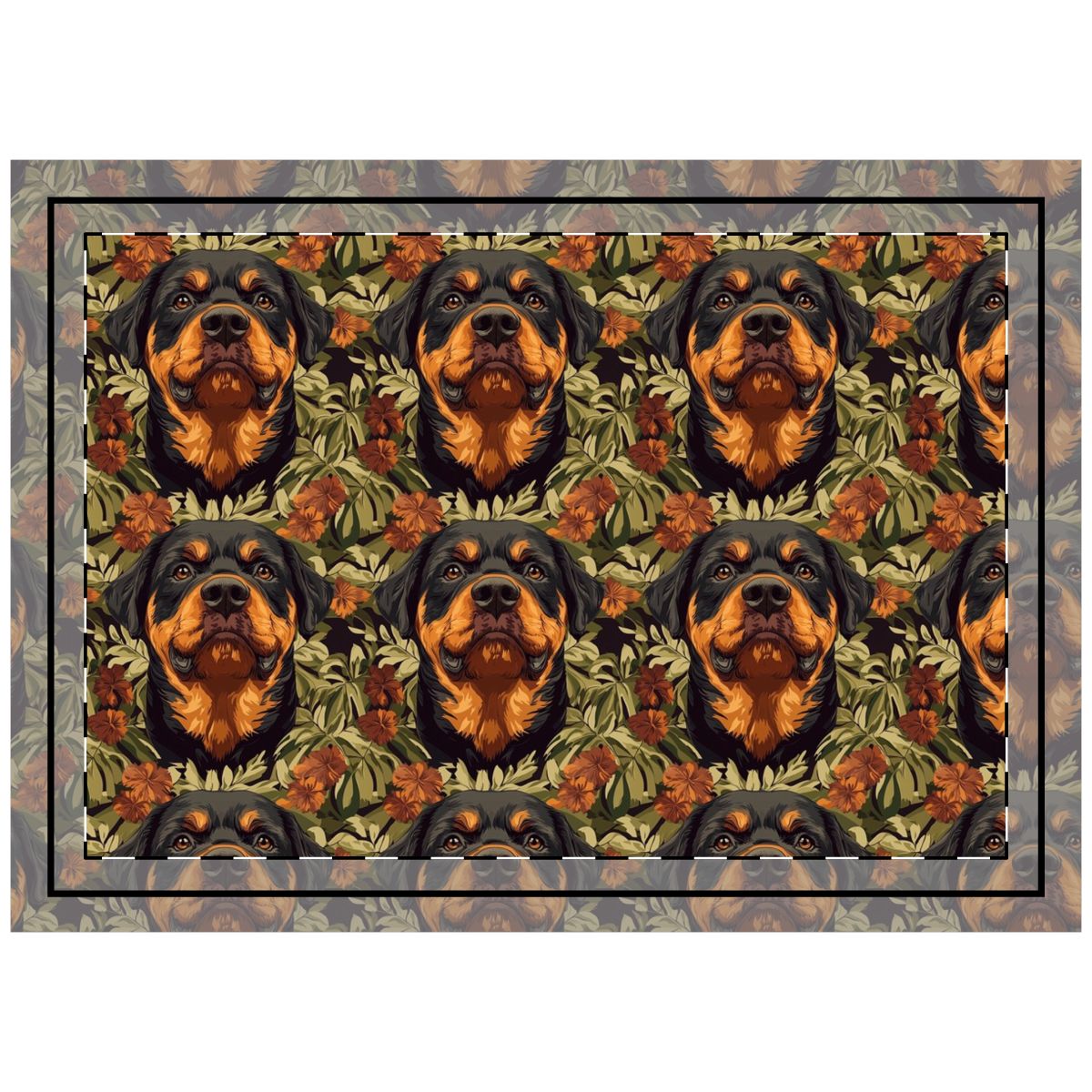 Tropical Sunset Rottweilers Throw Pillow