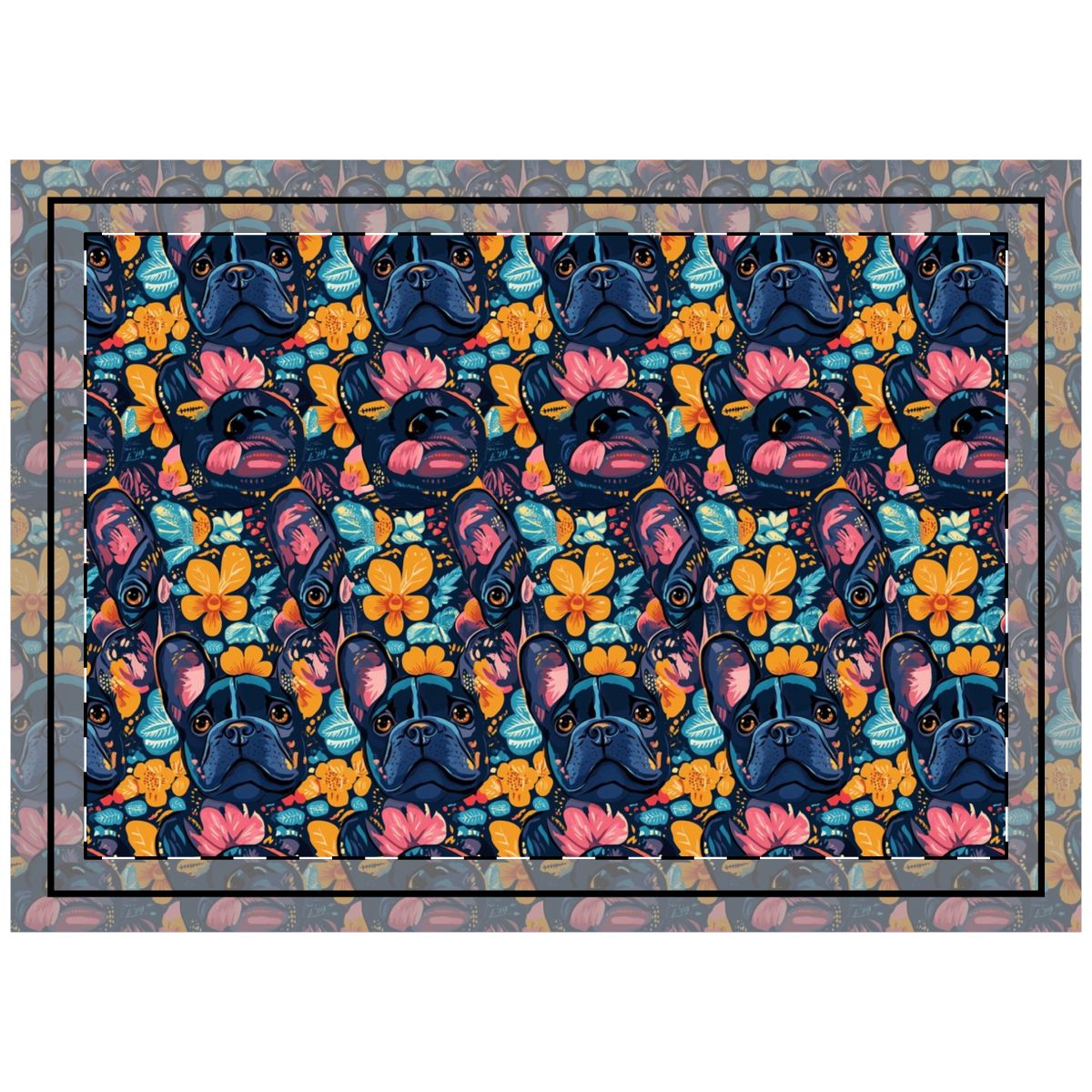 Tropical Twilight Frenchies Throw Pillow