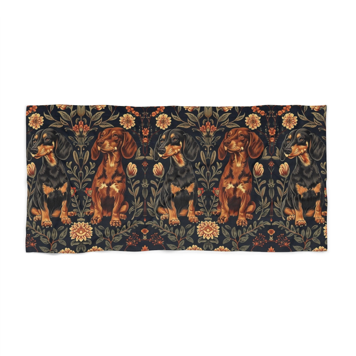 Tudor Garden Dachshunds Beach Towel