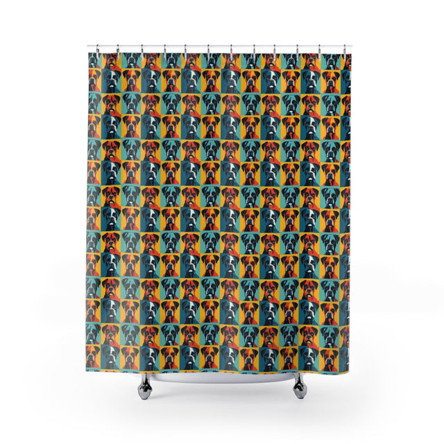 Turquoise Burst Boxer Brigade Shower Curtain