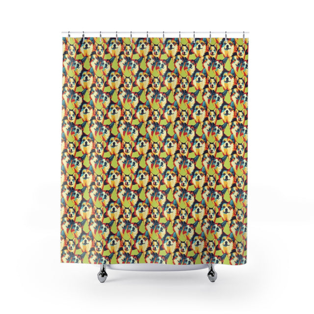Vibrant Pop Corgis Shower Curtain