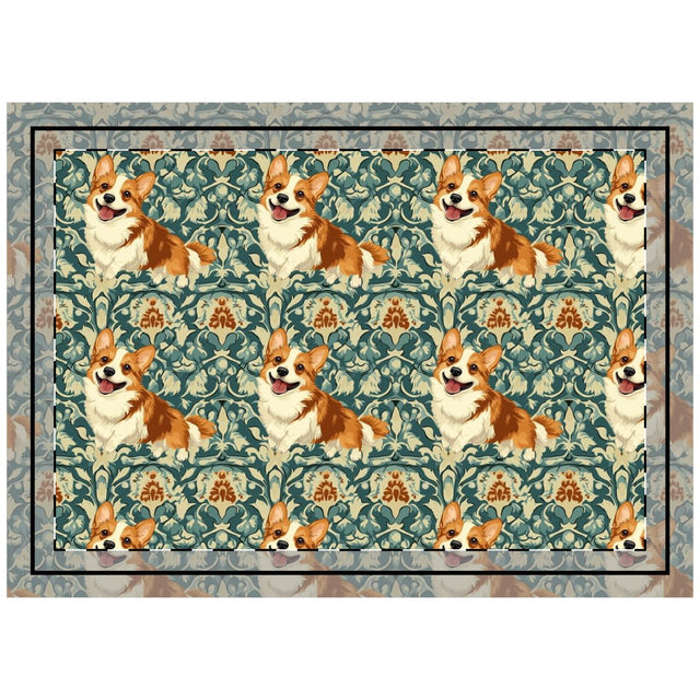 Victorian Garden Corgis Throw Pillow